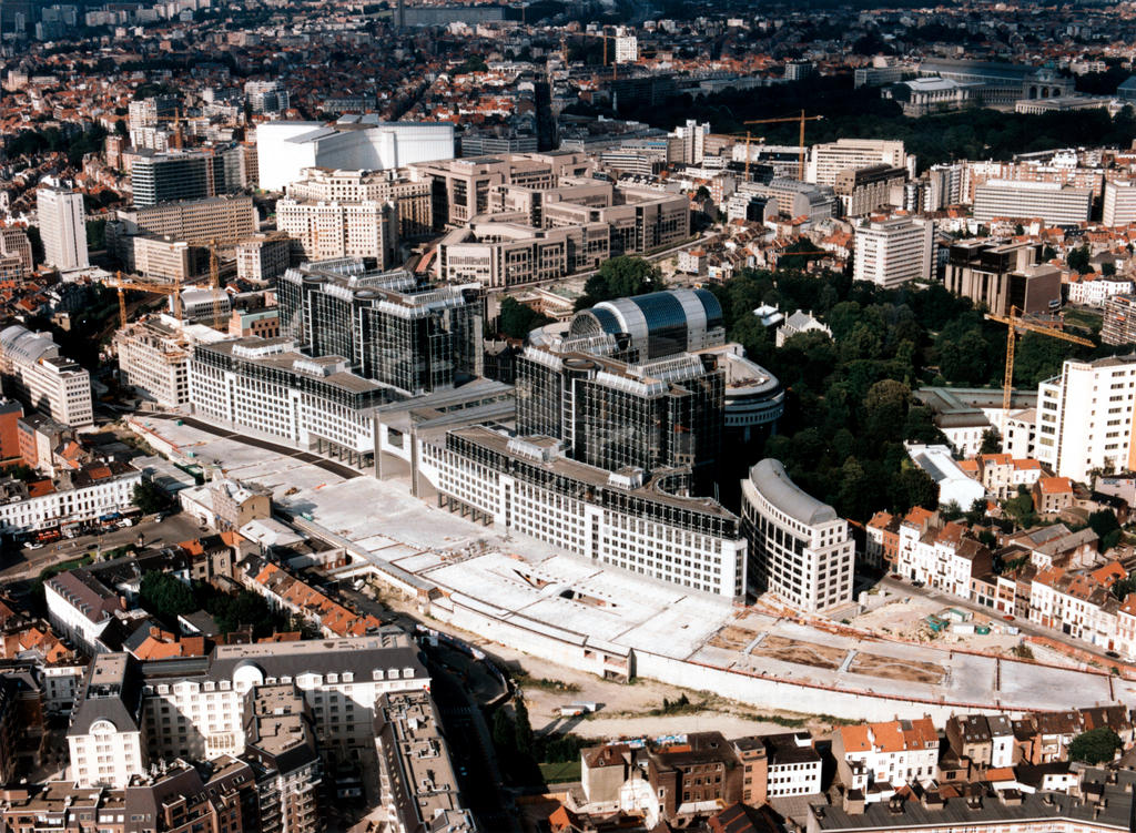 Aerial view of EU buildings in Brussels