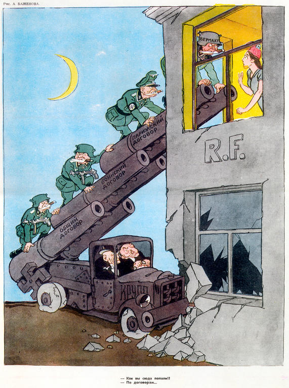 Cartoon by Bazhenov on German rearmament (10 May 1953)