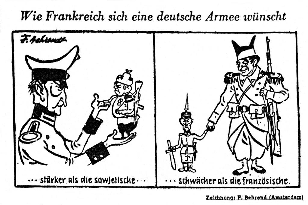 Karikatur von Behrendt über die deutsche Wiederbewaffnung (27. September 1954)