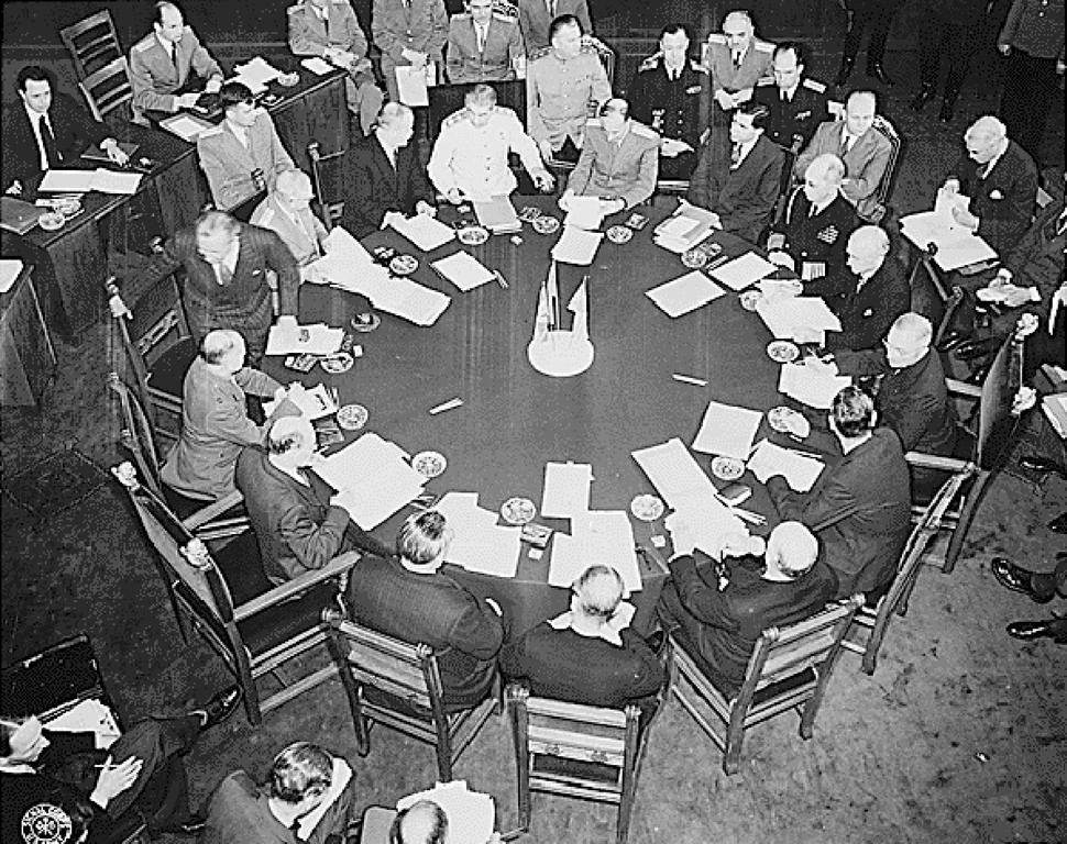 Conference table at the Potsdam Conference (17 July to 2 August 1945)