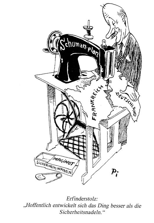 Caricature de Pielert sur le plan Schuman (7 juillet 1950)