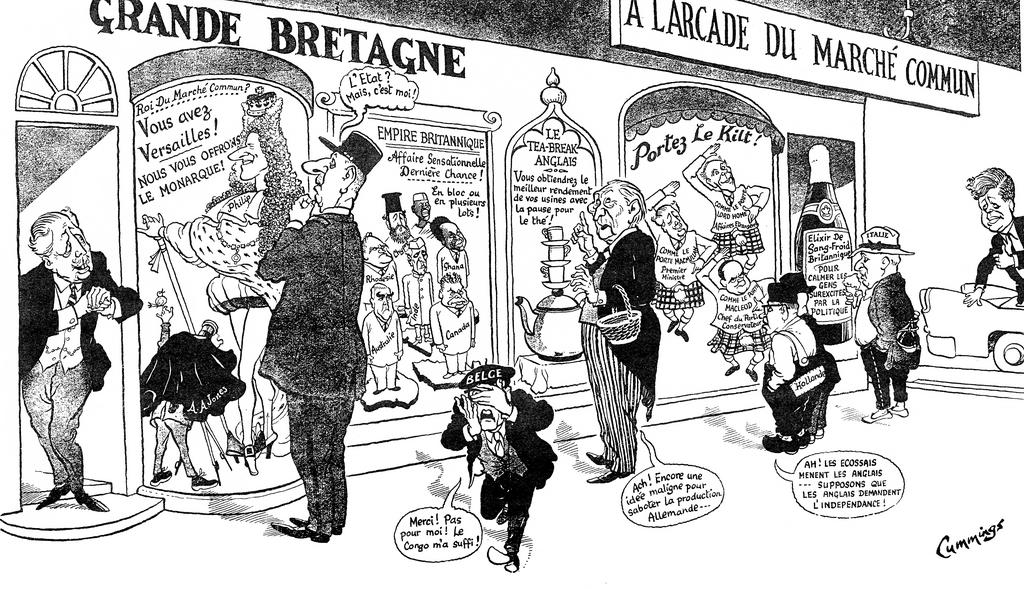 Karikatur von Cummings zu den Verhandlungen über den Beitritt des Vereinigten Königreichs zu den EG (7. Dezember 1961)