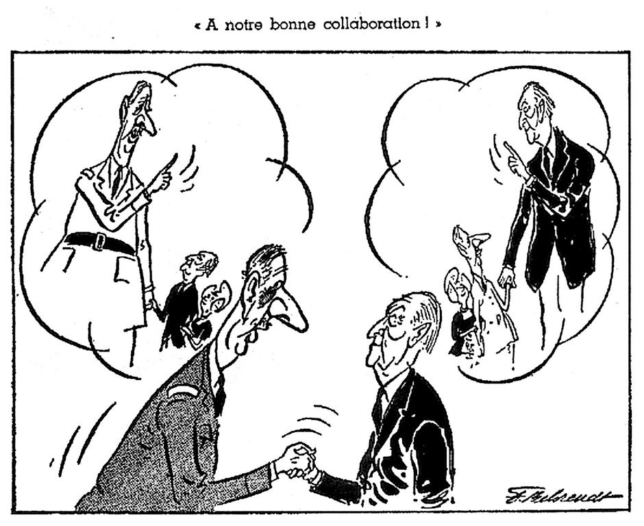 Cartoon by Behrendt on the Franco-German Treaty of Friendship (13 February 1963)