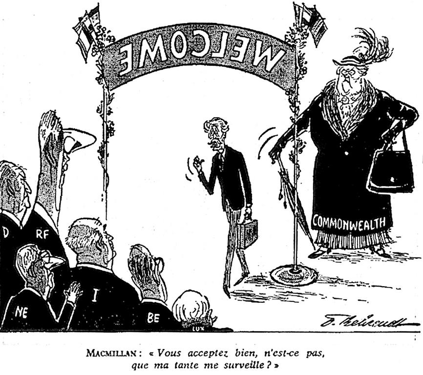 Cartoon by Behrendt on the United Kingdom's negotiations to join the EC (10 December 1961)