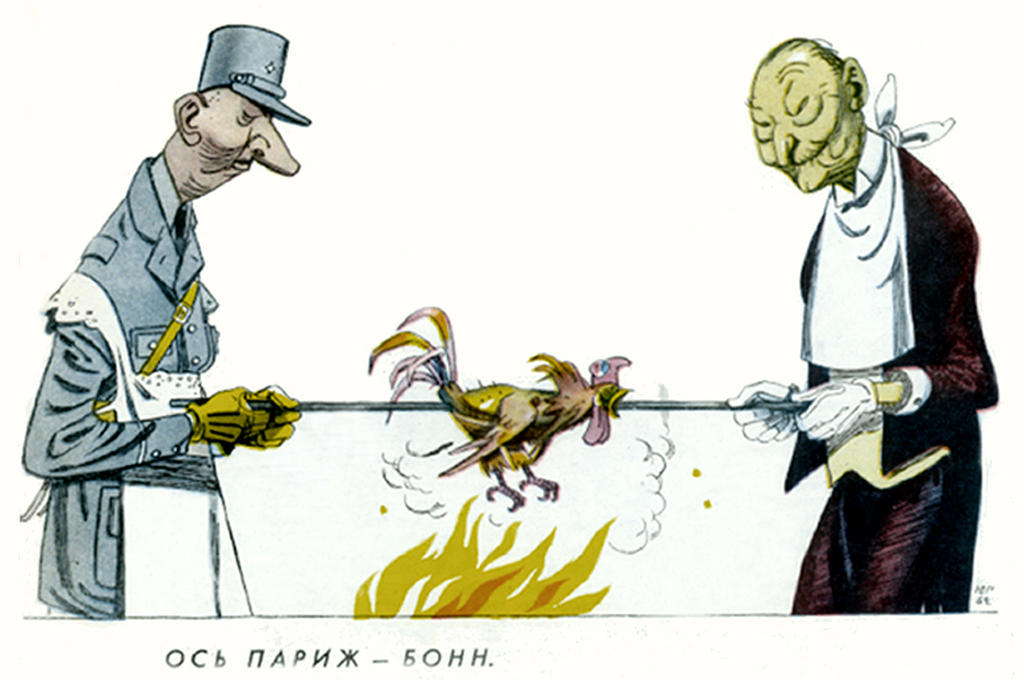 Karikatur von Ganf über den deutsch-französischen Freundschaftsvertrag (30. Oktober 1962)