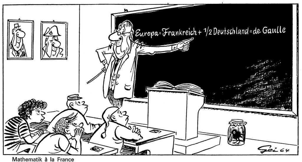Karikatur von Geisen zu de Gaulle und Europa (30. September 1964)