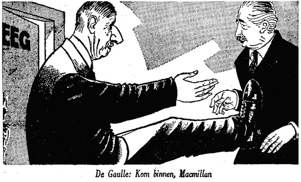 Caricature de Wierengen sur De Gaulle et la demande d'adhésion britannique à la CEE (5 août 1961)