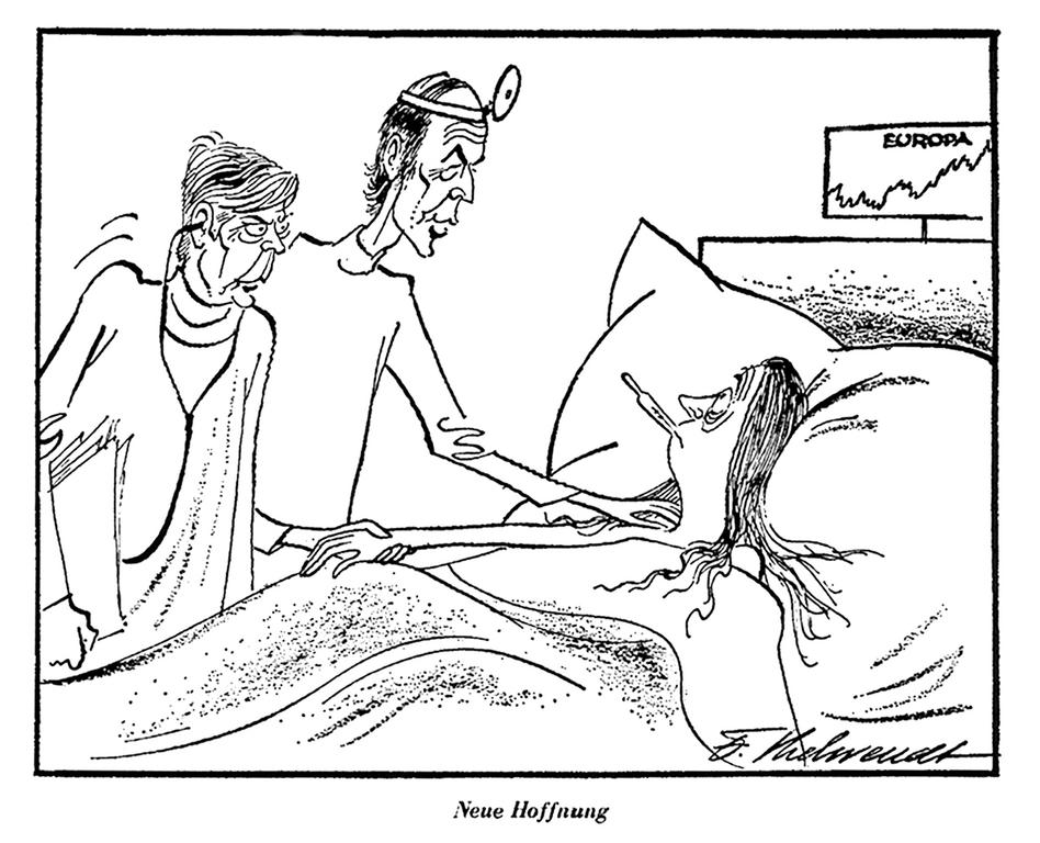 Karikatur von Behrendt zur Währungskrise (29. Mai 1974)