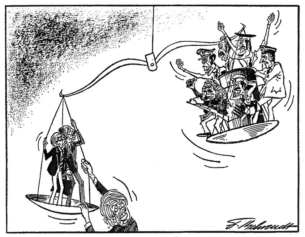Cartoon by Behrendt on the Camp David Accords (28 September 1978)
