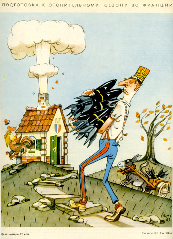 Cartoon by Ganf on France and the nuclear weapon (20 September 1963)