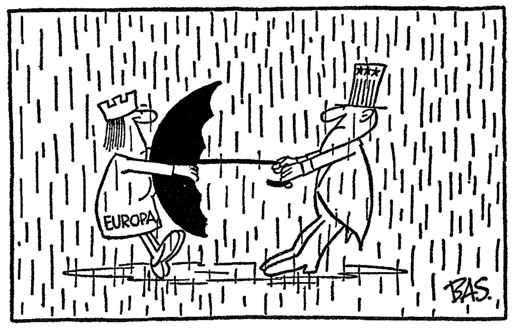 Caricature de Bas sur les relations entre la CEE et les États-Unis (23 mars 1974)