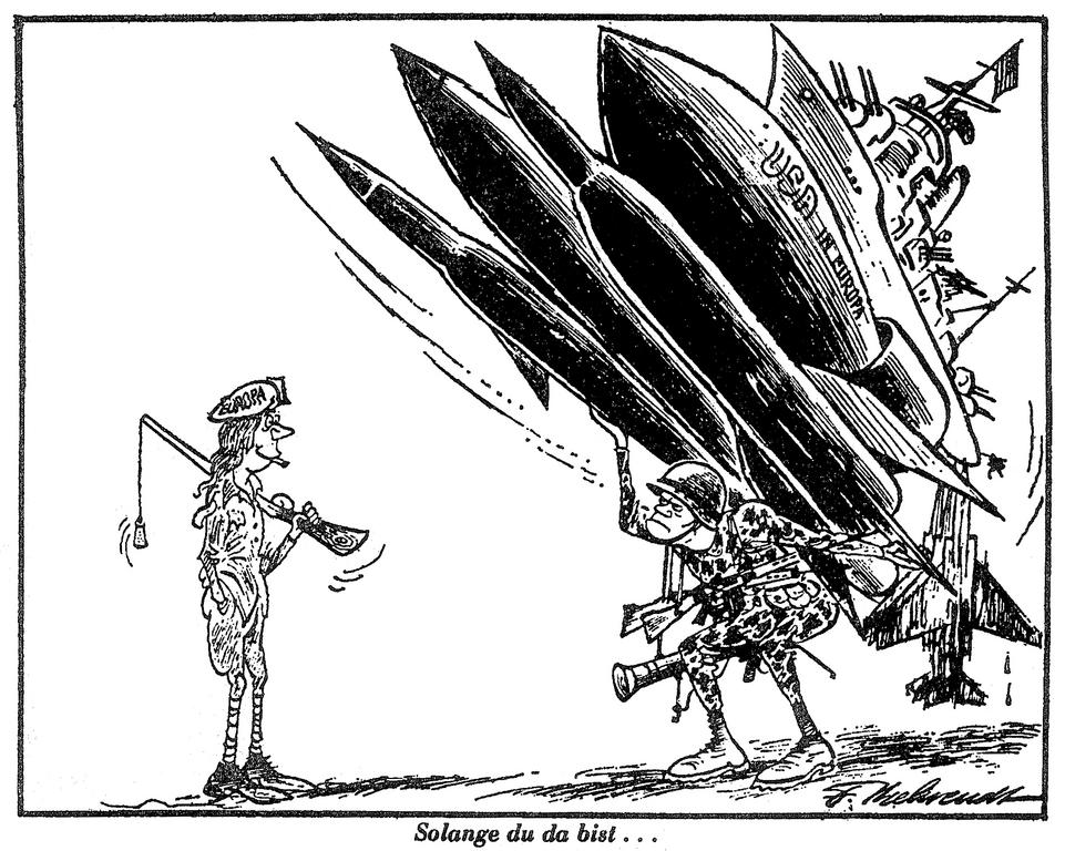 Caricature de Behrendt sur la puissance militaire américaine (25 juin 1974)