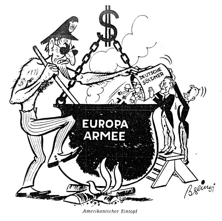 Cartoon on the plan to create a European army (17 February 1951)