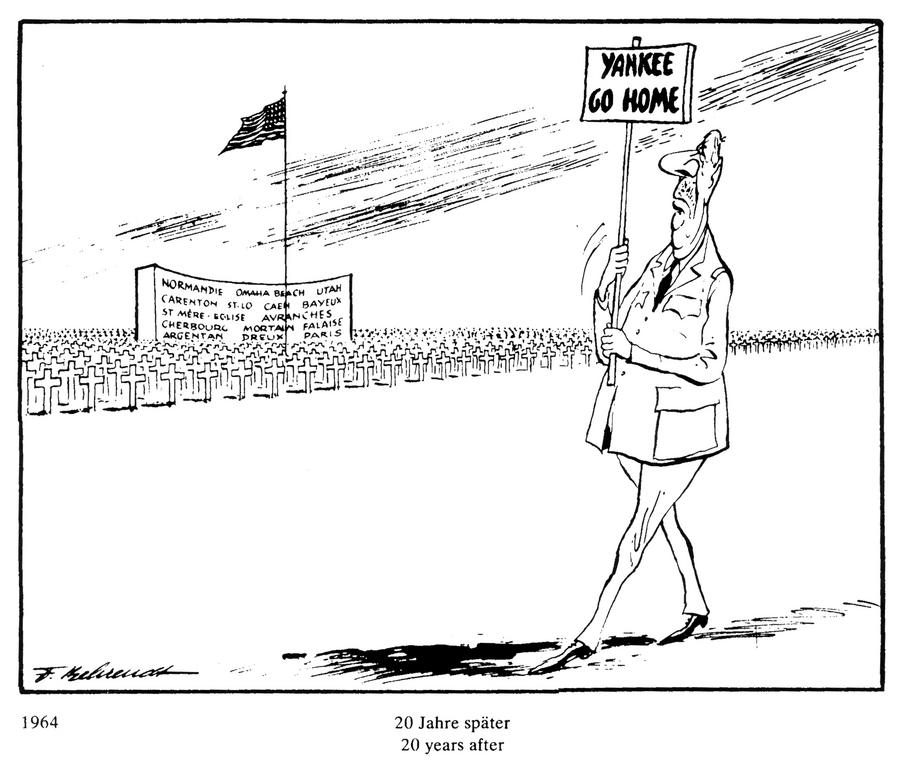 Caricature de Behrendt sur De Gaulle et l'OTAN (1964)