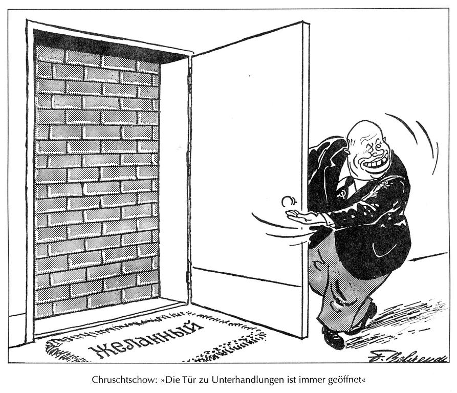 Cartoon by Behrendt on East-West relations (1962)