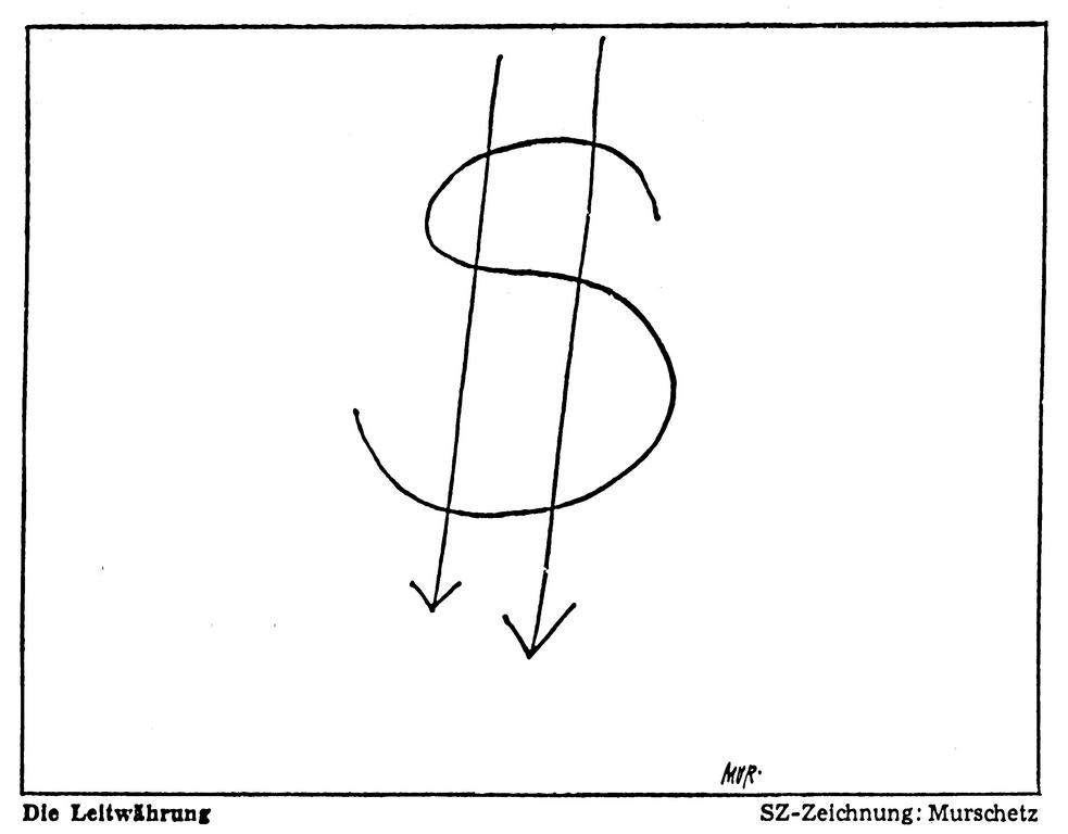 Cartoon by Murschetz on the effects of the suspension of the dollar's convertibility into gold (17 August 1971)