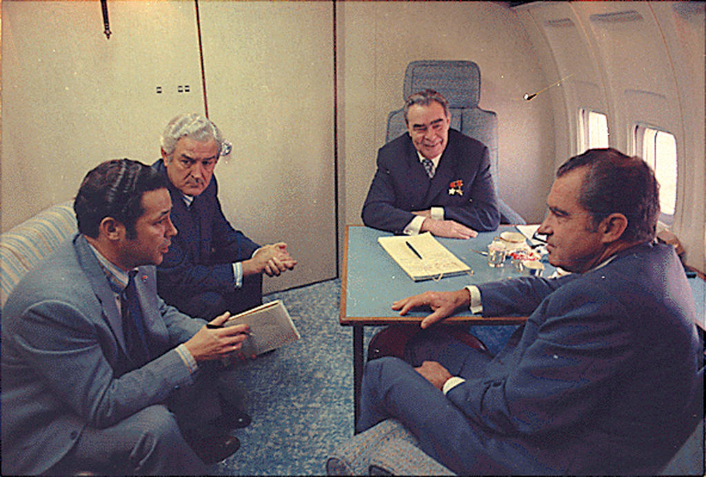 Richard Nixon en route to California with Leonid Brezhnev (22 June 1973)