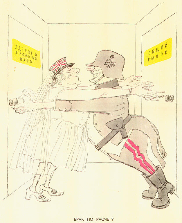 Caricature de Kukriniksi sur la demande d'adhésion britannique à la CEE (Mars 1969)