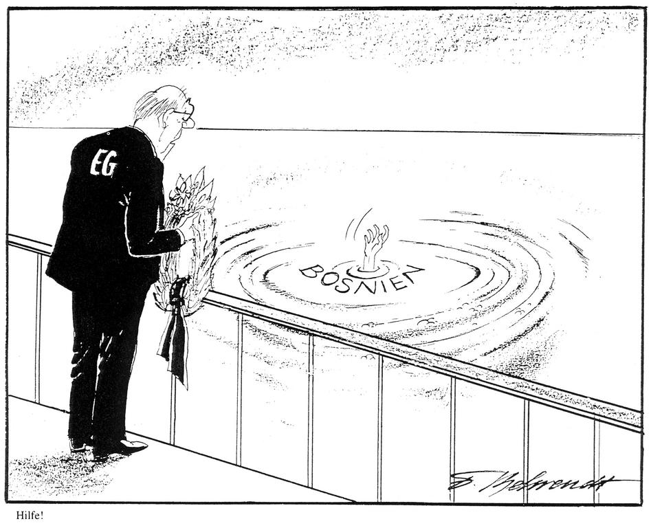 Cartoon by Behrendt on the EU and Bosnia (1992)