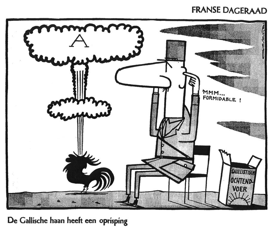 Cartoon by Opland on the French nuclear policy (11 November 1959)