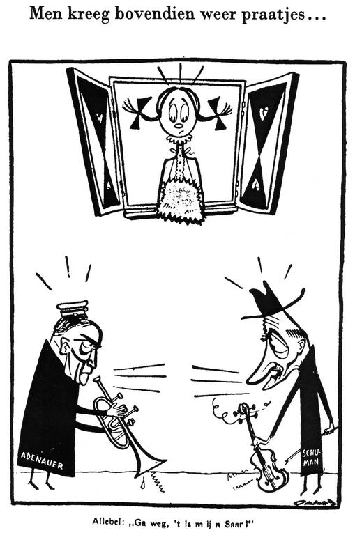 Karikatur von Opland über die Saarfrage (21. Januar 1950)