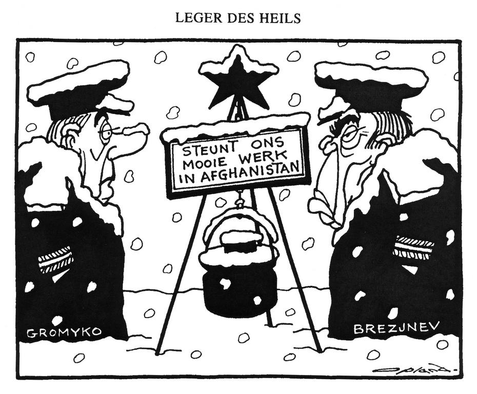 Cartoon by Opland on the Soviet military intervention in Afghanistan (22 December 1980)