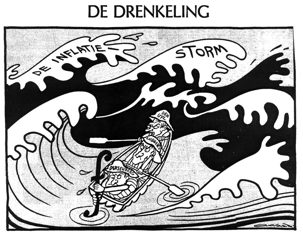 Cartoon by Opland on the monetary crisis in the Netherlands (20 September 1973)
