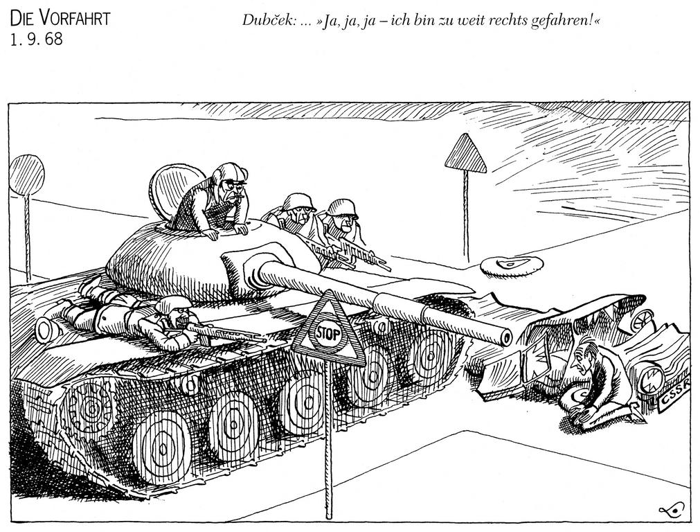 Cartoon by Lang on the invasion of Czechoslovakia (1 September 1968)