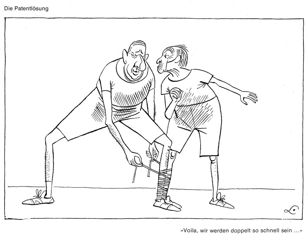 Karikatur von Lang über die deutsch-französische Annäherung (1963)
