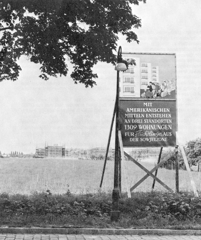 Sign in front of a construction site in Germany (1950)