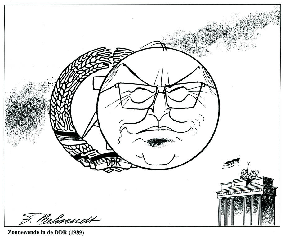 Cartoon by Behrendt on the collapse of the German Democratic Republic (1989)