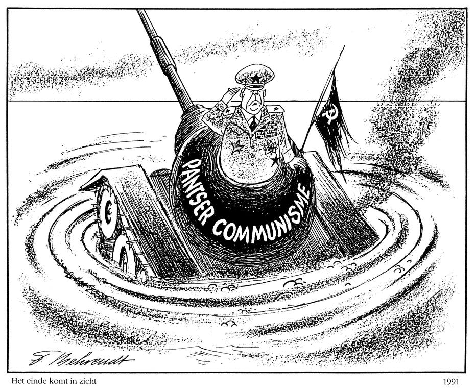Cartoon by Behrendt on the end of the Communist regime in the USSR (1991)