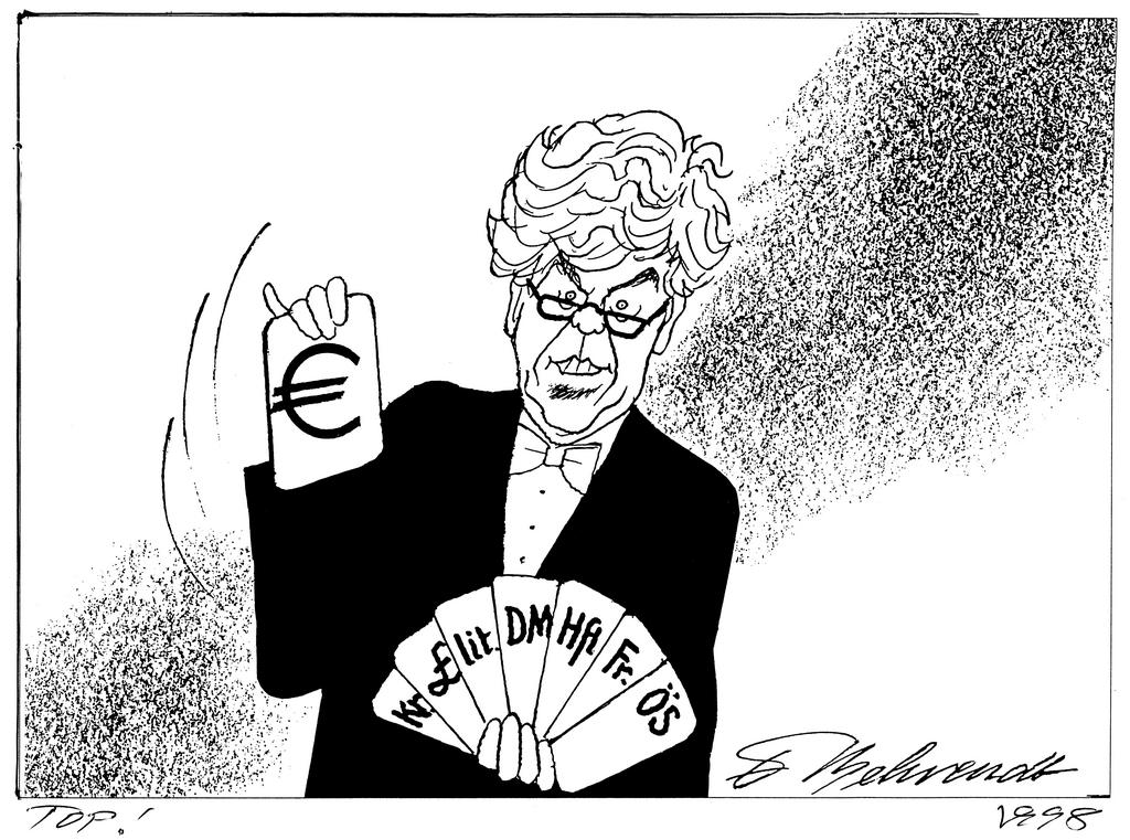 Cartoon by Behrendt on the euro (1998)