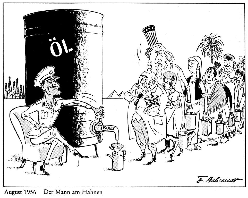 Cartoon by Behrendt on the Suez Crisis (1956)