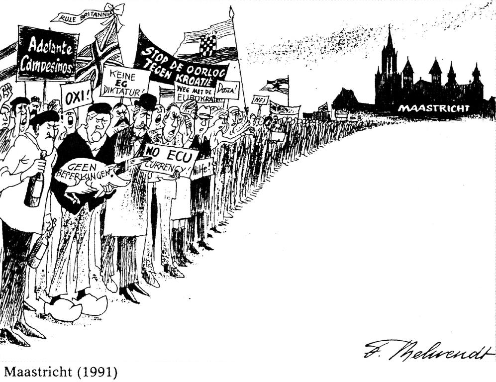 Caricature de Behrendt sur le traité de Maastricht (1991)