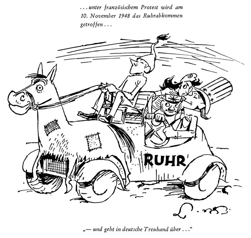 Caricature de Lang sur le contrôle de la Ruhr (13 novembre 1948)