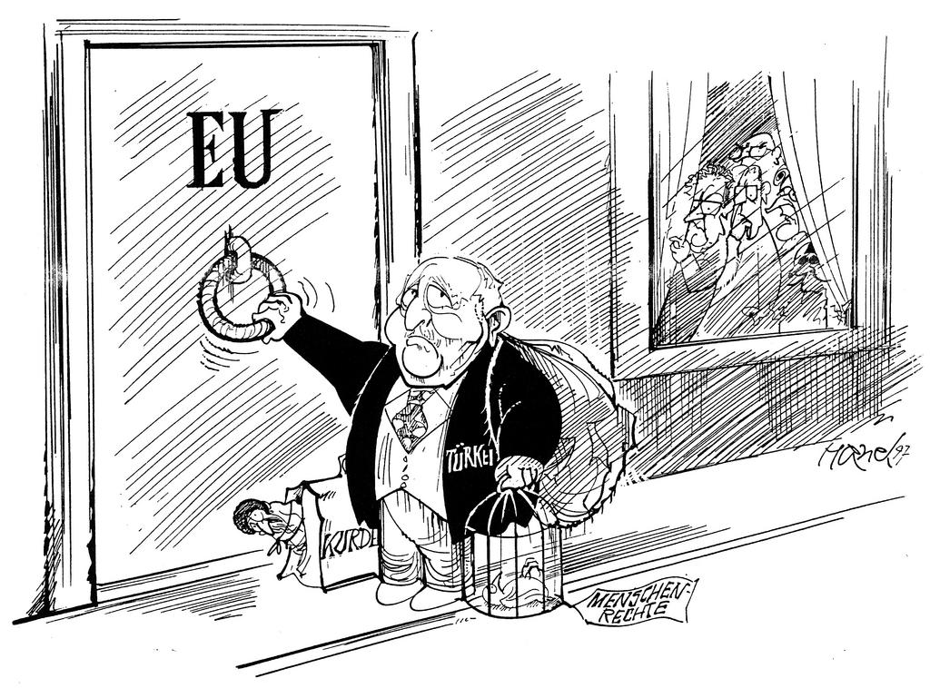 Cartoon by Hanel on the Turkish application for accession to the EU (1997)