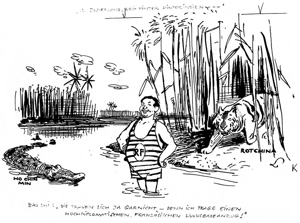 Caricature de Lang sur la guerre d'Indochine (2 février 1950)