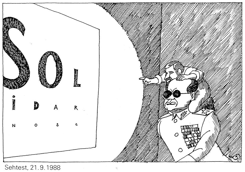 Caricature de Lang sur <i>Solidarnosc</i> (21 septembre 1988)