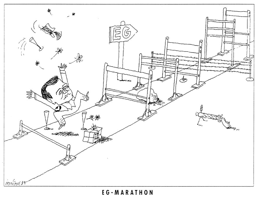 Caricature d'Ironimus sur l'adhésion de l'Autriche aux CE (1989)