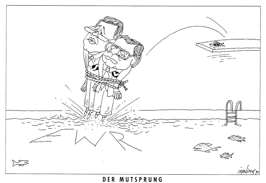 Karikatur von Ironimus zur Teilnahme Österreichs am EWR (1992)
