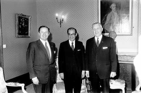 Pierre Werner and Gaston Thorn with Franco-Maria Malfatti (Luxembourg, 15 October 1970)