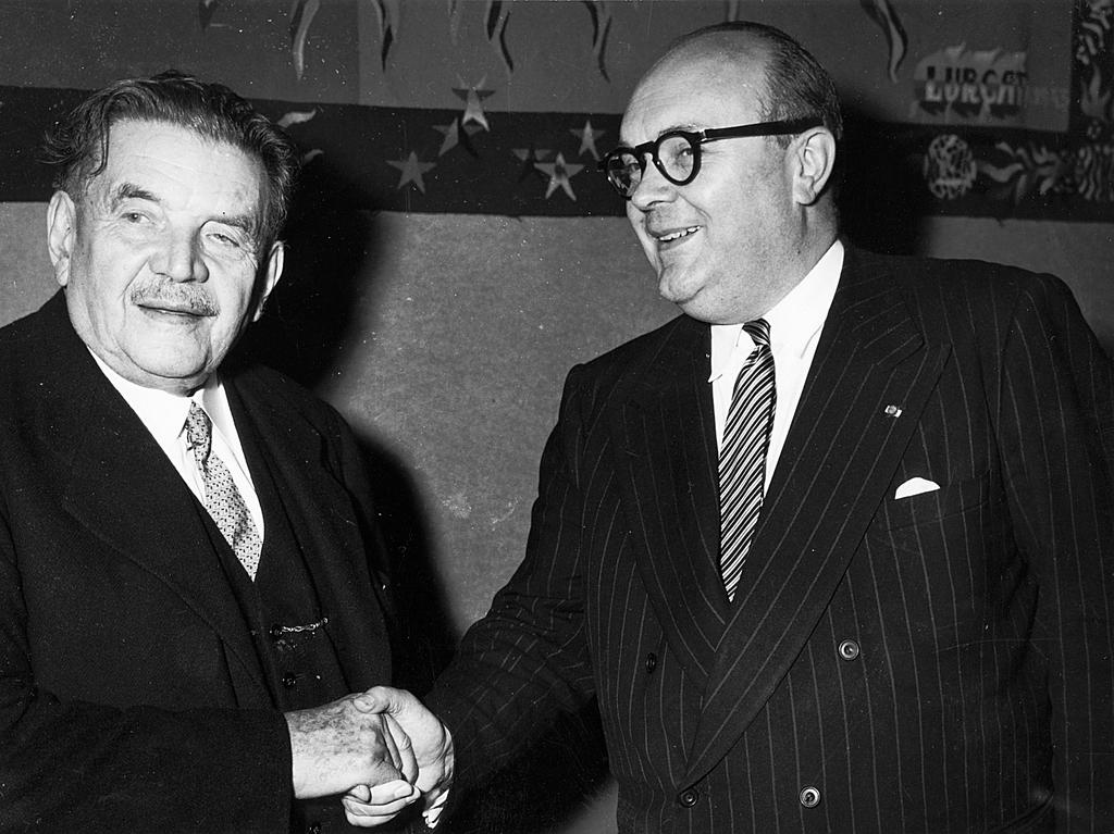 Edouard Herriot et Paul-Henri Spaak (Strasbourg, 10 août 1949)