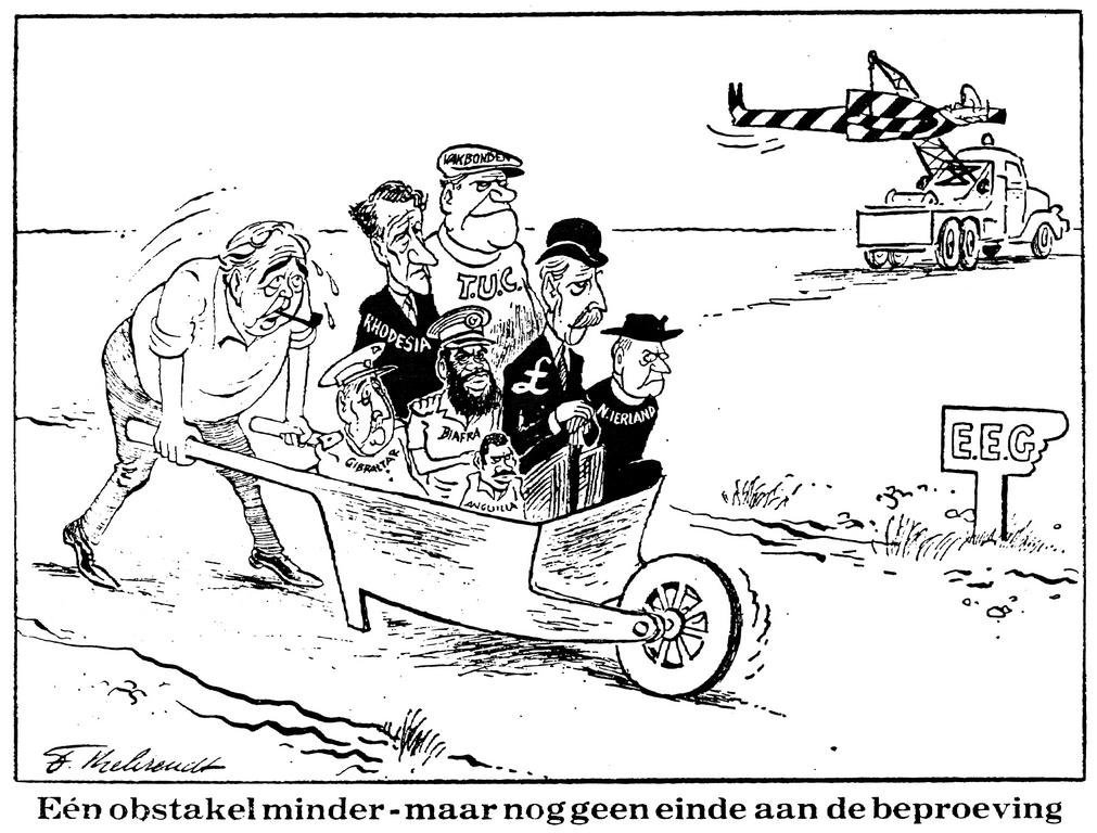 Caricature de Behrendt sur l'adhésion du Royaume-Uni aux CE (12 juin 1969)
