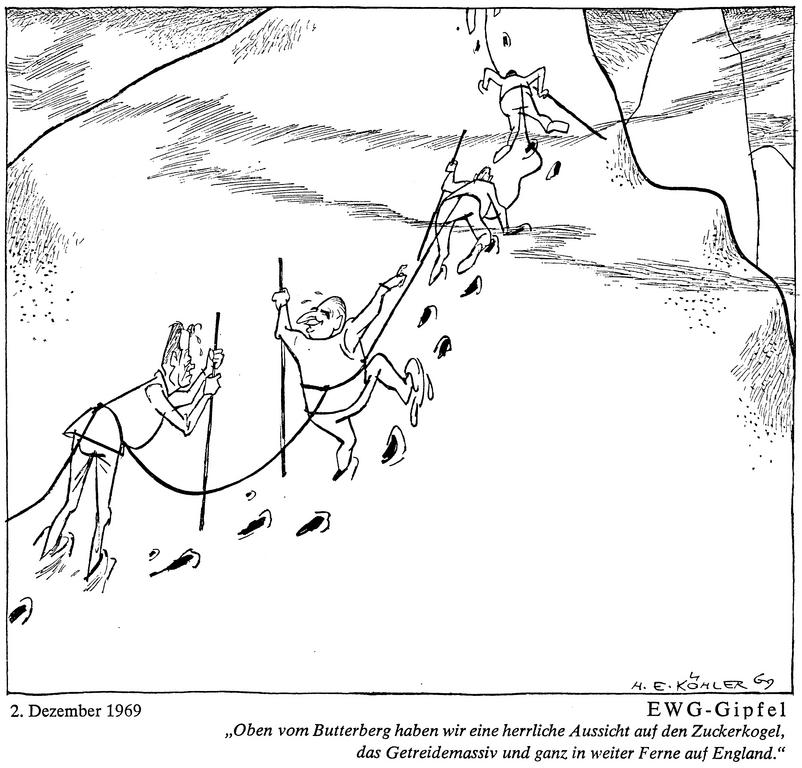 Cartoon by Köhler on the revival of European integration (2 December 1969)