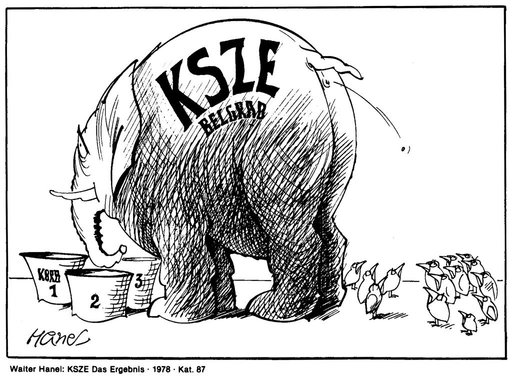 Cartoon by Hanel on the outcome of the CSCE Summit in Belgrade (1978)