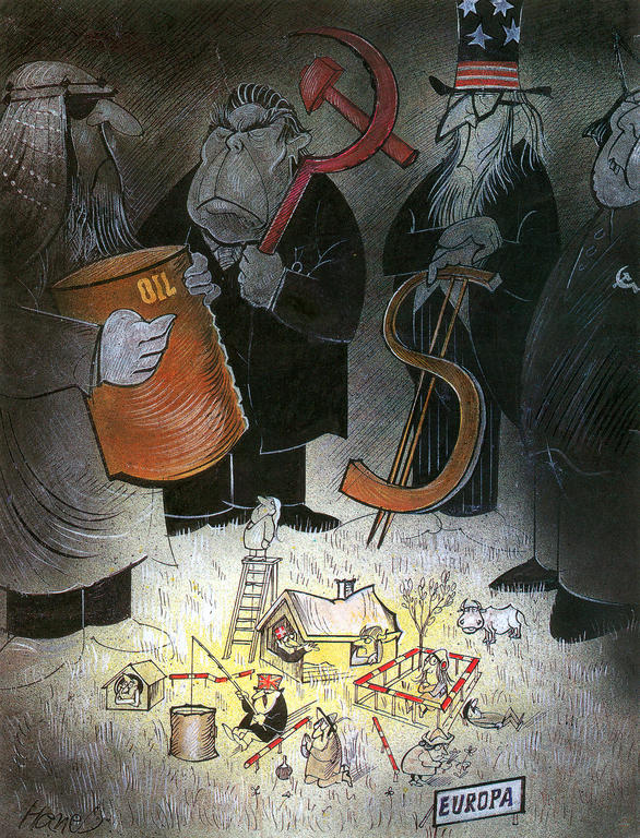 Caricature de Hanel sur les difficultés de la coopération politique européenne (1978)