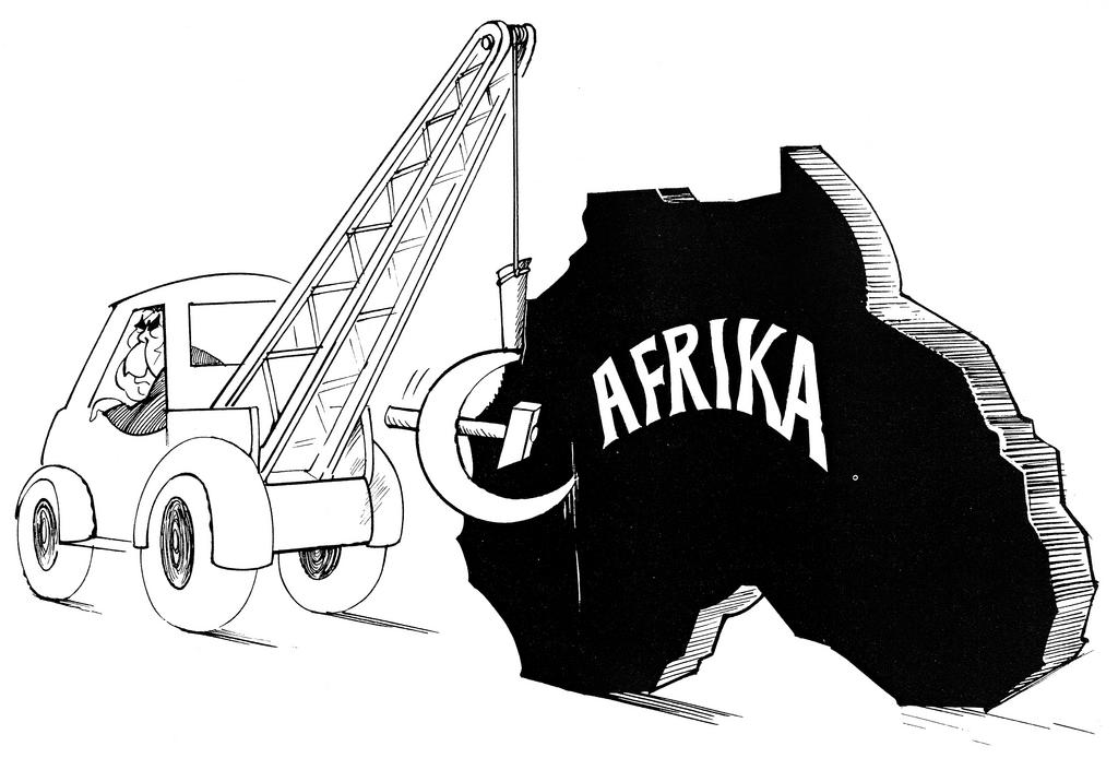Cartoon by Hanel on Soviet policy in Africa (22 April 1977)