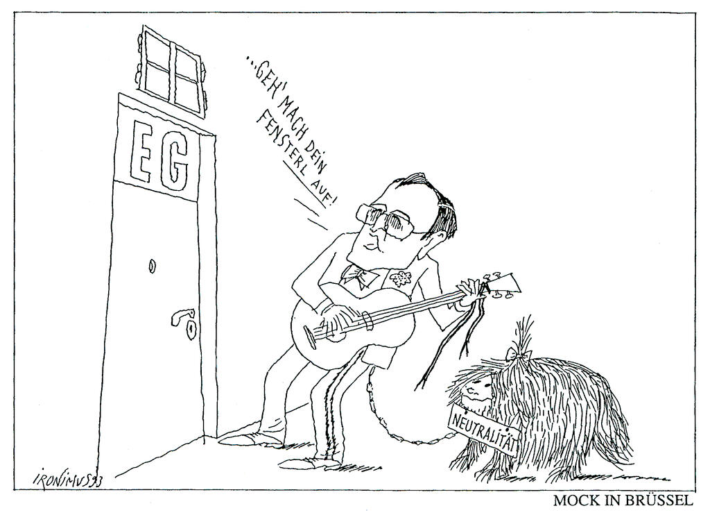 Caricature d'Ironimus sur les négociations d'adhésion de l'Autriche à l'UE (2 février 1993)