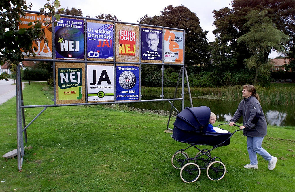 Campaign posters for the euro (Nøvling, 26 September 2000)